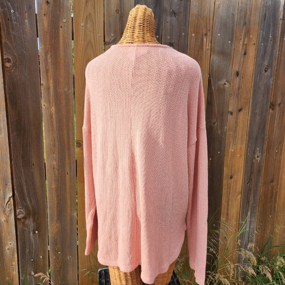 Sadie and Love pink Knit Sweater SZ. XL Lace up V Neck Made with Love in Cali. - Picture 5 of 8